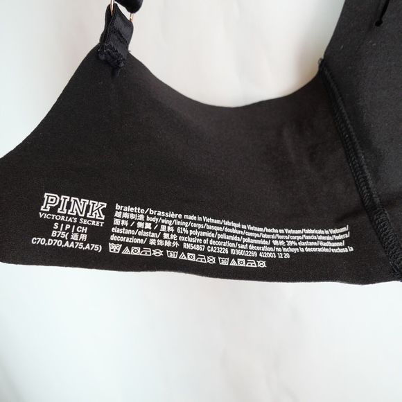 PINK Women’s Wireless Light Bralette in Black Size S - Picture 8 of 8